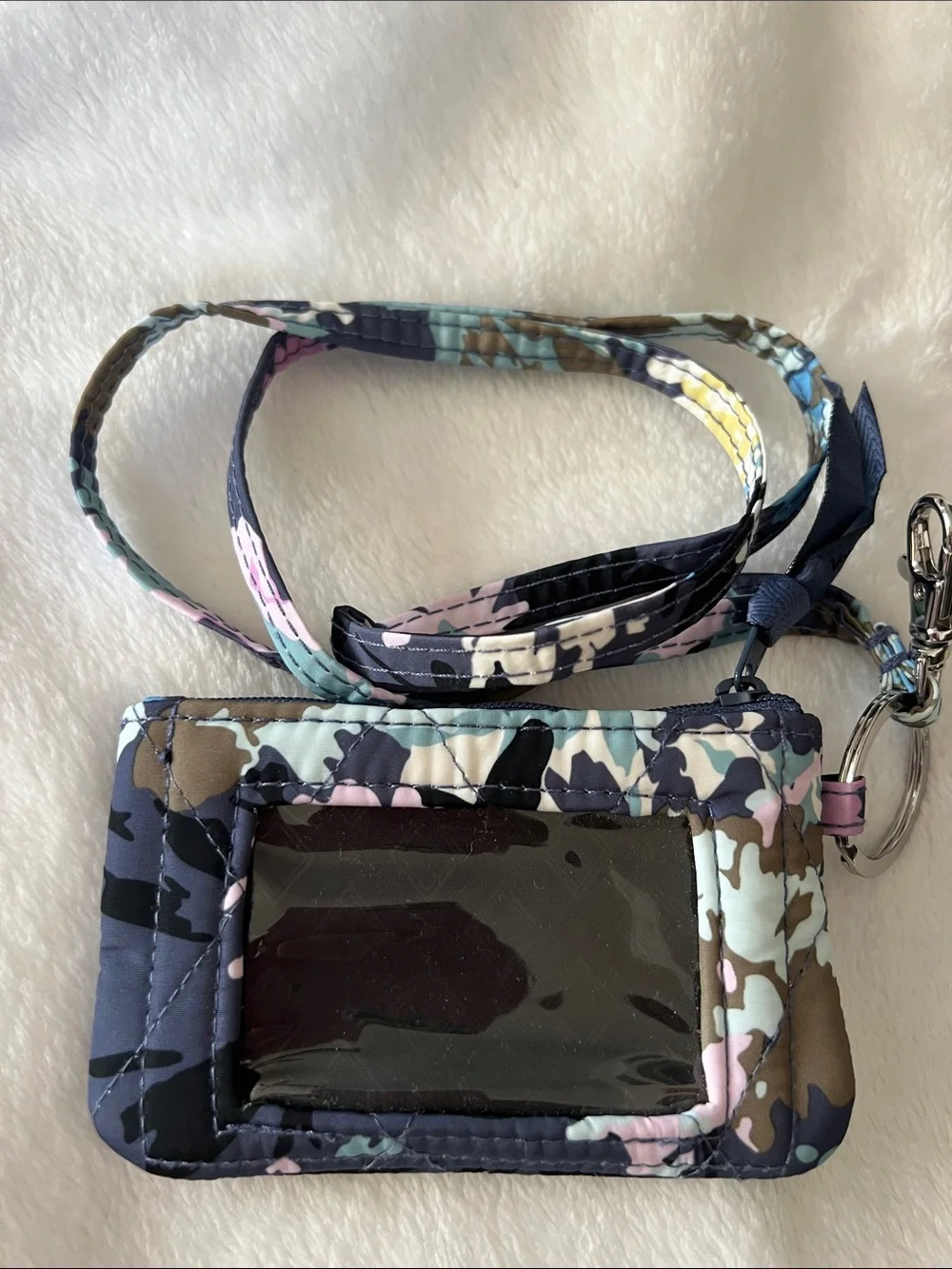 Vera Bradley Multicolor Quilted Card Holder and Lanyard Set 3 piece